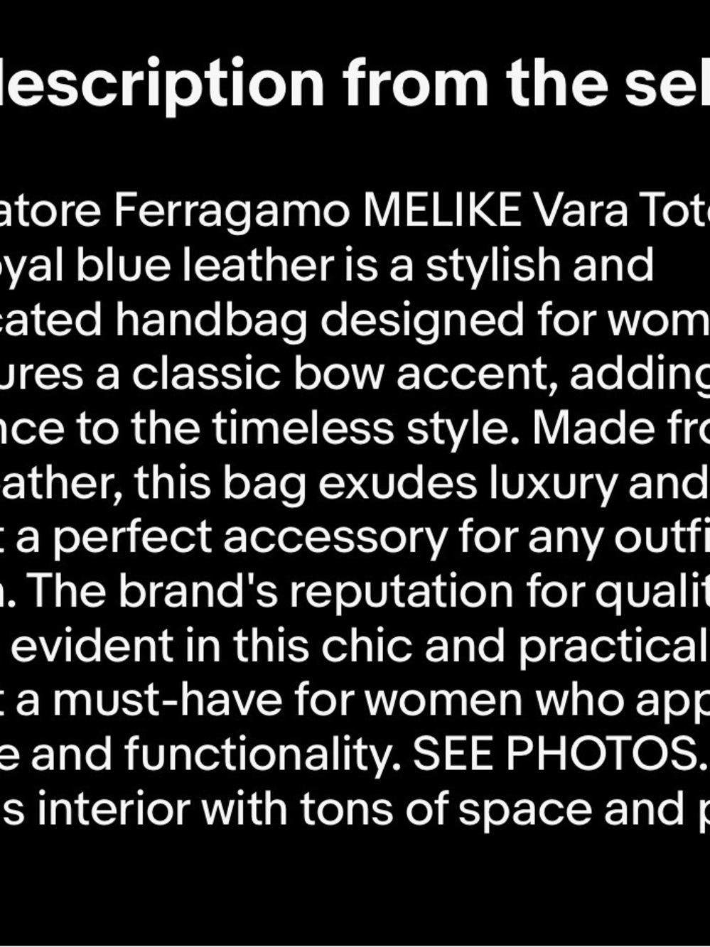 Salvatore Ferragamo MELIKE Vara Tote With Bow SAFFIANO Royal Blue Leather - Picture 16 of 16